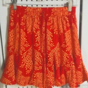 RED and peach floral ruffled bottom Skirt